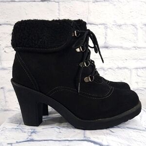🔵BOGO FREE🔵 Jayne Heeled Boots Black Suede Lace Up Sz 11M